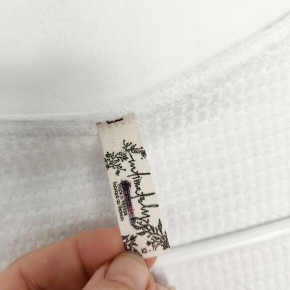 Free People Intimately White Waffle Round Neck Top XS Minimalist Casual‎ - Picture 3 of 5